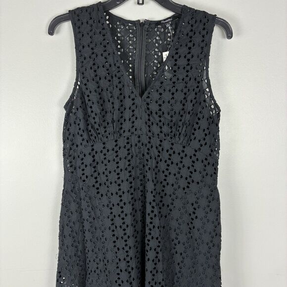 Madewell Sleeveless Eyelet V-Neck Maxi Dress Black NS772 size 6 NWT - Picture 4 of 10